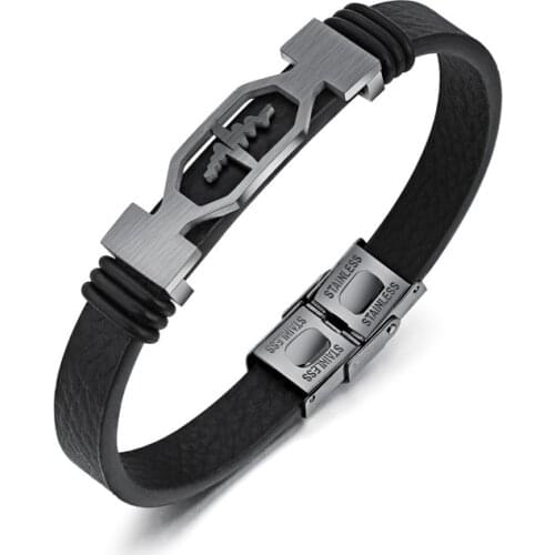 Leather Bracelet Men Fashion Creative Leather Wrap Bracelet