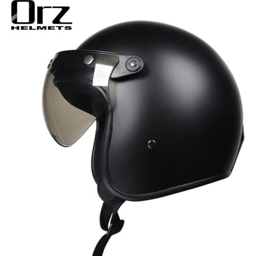 Leather Motorcycle Helmet Vintage Retro Cruiser Chopper Scooter Cafe Racing Motorcycle Helmet 3/4 Face Helmet