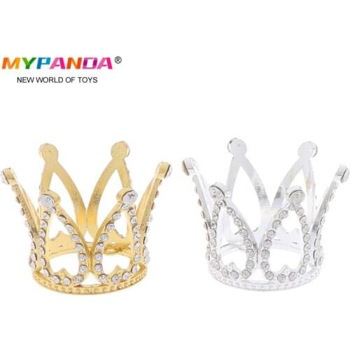 Mini Crown Princess Topper Crystal Pearl Tiara Children Hair Ornaments For Wedding Birthday Party Cake Decorating Craft Toy