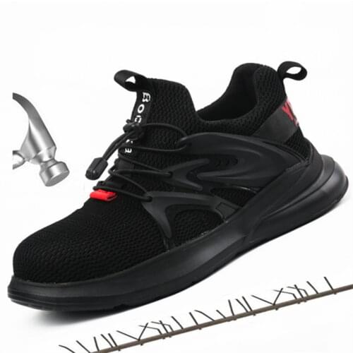 Mens Steel Toe Anti Smashing Protective Safety Shoes Men Boots Building Puncture Proof Breathable Non-slip Work Shoes