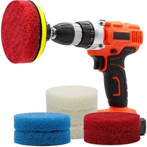 Power Scrub Pad Drill Attachment, Cleaning Kit Scouring Pads with Baker and Universal Shaft Great for Kitchen, Bathroom, Auto, K