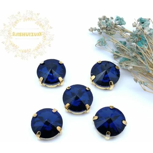 New product Satellite Chinese Cymbidium Crystal Glass Sewing Rhinestones with gold Claw DIY Wedding Dresses