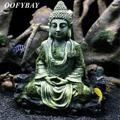Resin Fish Tank Aquarium Simulation Ancient Buddha Statues Ganesha Sculpture Micro Landscape Crafts Home Decoration Ornaments