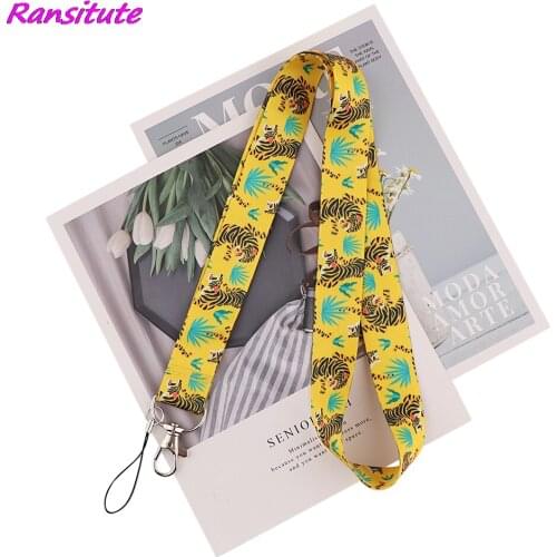 Ransitute R2012 Animal Tiger Lanyards Id Badge Holder Keychain ID Card Pass Gym Mobile Badge Holder Lanyard Key Holder