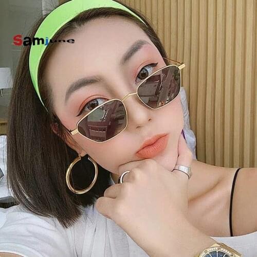 Samjune Small Frame Metal Irregular Sunglasses Women 2021 Luxury Designer Shades Glasses Vintage Square Glasses UV400