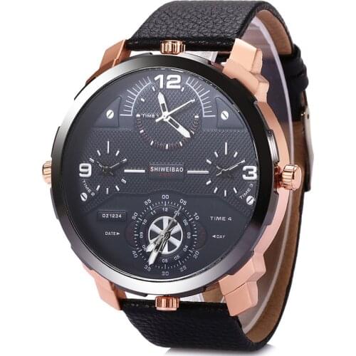 Shiweibao Watches Men Watch Luxury Brand Casual Quartz Wristwatches Four Time Zones Military Relogio Masculino Clock Male D3612A