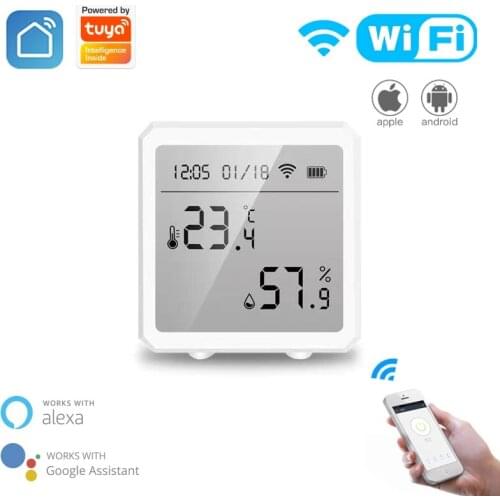 Tuya WIFI Smart Temperature Humidity Sensor Bluetooth Indoor Hygrometer Thermometer With LCD Display Work With Alexa Google Home