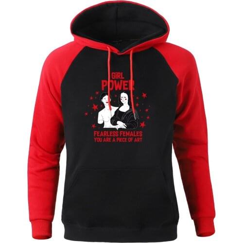 Girl Power Pattern Man Sweatshirt Funny Mona Print Fashion Clothes Hoodies For Man Brand Cool Velvet Loose Pullovers Male