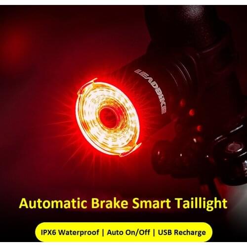 Bicycle Automatic Brake Rear Light USB Recharge Smart Taillight MTB Seatpost Saddle Safety Lamp Road Bike Night Cycling Light