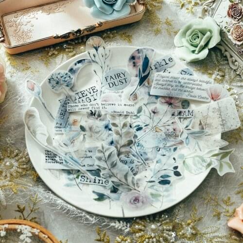 YPP CRAFT 60pcs plant Illustration Vellum Paper Stickers for Scrapbooking Happy Planner/Card Making/Journaling Project