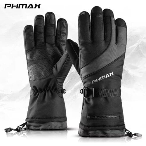 PHMAX Winter Ski Gloves Men Women Thermal Fleece Snowboard Gloves Touchscreen Waterproof Warm Gloves For Skiing Skating Riding
