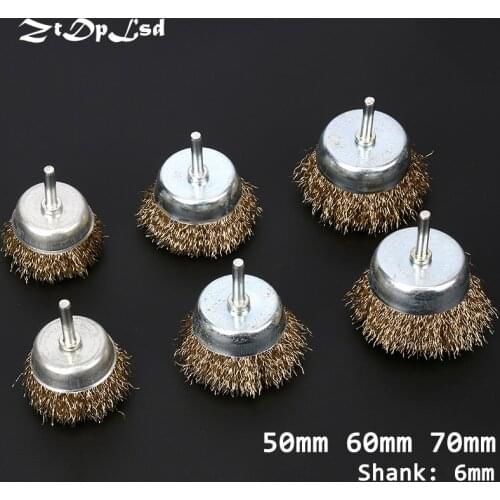 ZtDpLsd 1 Pcs Bowl Wire Brush 6mm Shank Diameter Flat Steel Wire Wheel Electric Drill Grinding Mill Polish Wheel Derusting