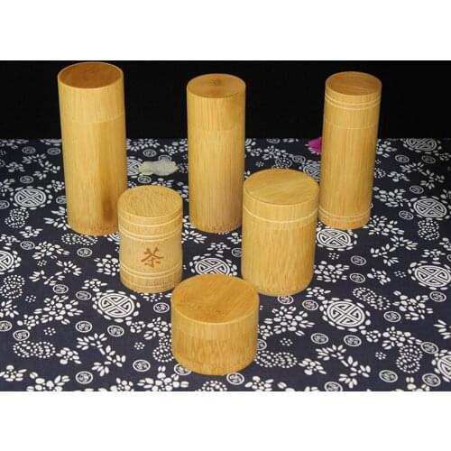 1PC Bamboo Tea Cans Jars for Storage Container Bamboo kitchen canisters Hand Made Natural Candy Cereals Box ELC 110