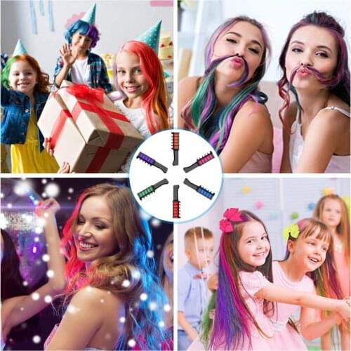 1Pc Disposable Fashion 6 Color Temporary Hair Chalk Color Comb Dye Cosplay Colorful Hair Styling Small Comb