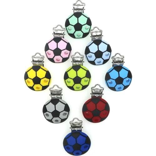 Kovict 10/20/50pcs Round Football Shaped Baby Pacifier Clips Silicone Teether Clip DIY Baby Chain Nipple Holder Rodent Nursing