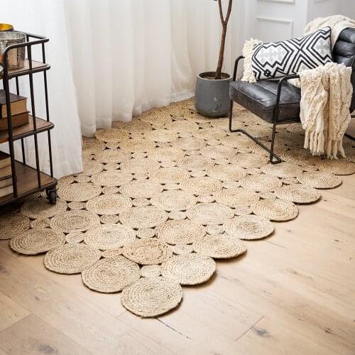 100% Handmade Natural Jute Rug Round Carpet Anti-Slip Door Rug And Floor Mat for Living Room Bedroom decoration carpet