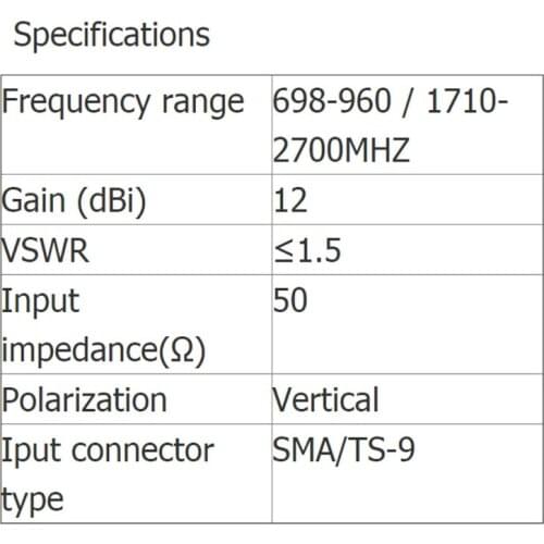 4G LTE Outdoor 698-2700MHz 12dBi Wideband Omni External Barrel Antenna with Dual SMA Male Connector for 4G LTE Router