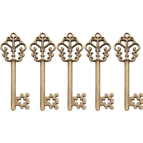 5Pcs 57*17mm Vintage Antique Bronze Plated Metal Key Charms Pendant DIY Jewelry Making Findings Accessories Craft