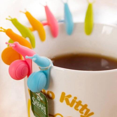5Pcs / 6 Pcs Set Snail Silicone Tea Brewer Cup Edge Pendant Tea Bag Holder Cup Differentiated Label Snail Hanging Tea Bag