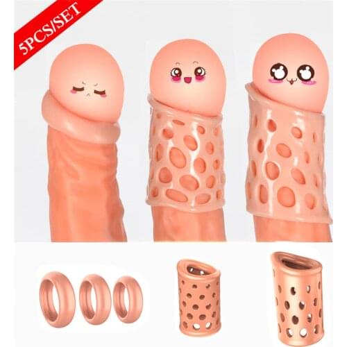 5PCS/Set Foreskin Correction for Men Sex Toys Cock Rings Breathable Penis Rings Male Chastity Device Delay Ejaculation Sex Shop
