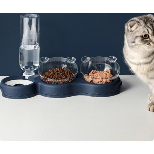 1.8L Double Pet Dog Cat Bowl Food Dispenser Bowls 3in1 Cat Water Dispenser Fountain 500ML Automatic Water Refill Pet Supplies