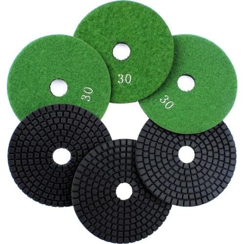 6pcs 4 inch 100mm Diamond Polishing Pads Grit 30 Wet Polishing Pad Stone Granite Marble Diamond Abrasive Tools