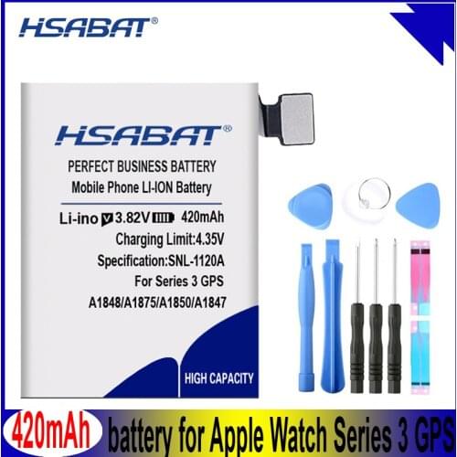 HSABAT 0 Cycle 320/420mAh Battery for Apple Watch Series 3 GPS / LTE 38mm / 42mm A1847 A1875 A1848 A1850 A1858 A1859 Accumulator