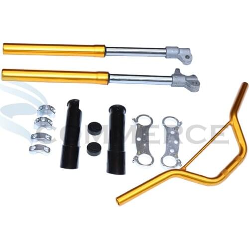550mm cross-country motorcycle inverted front fork shock absorber assembly with handlebar for 47cc 49cc motorcycle parts