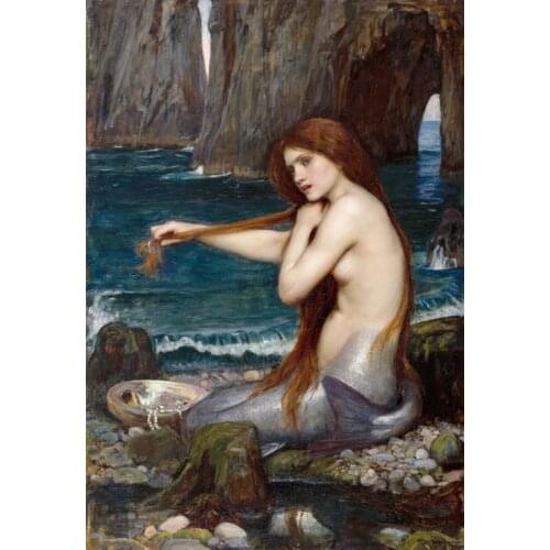 Free shipping (Mermaid) canvas prints oil painting printed on canvas wall art decoration picture Home Decor Artwork XJDP-1