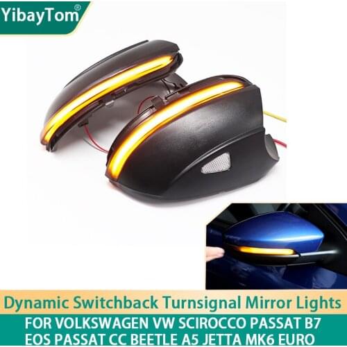 Black Cover Side Wing Mirror Indicator Dynamic Turn Signal LED Lights Trim for Volkswagen VW Scirocco Passat Eos CC Beetle Jetta