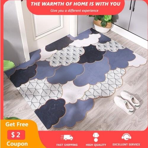 DIY Tailoring Cloud Door Mats Non-slip Waterproof Entrance Rug Nordic PU Leather Scratch-resistant Carpets Bath Bedroom Doormats