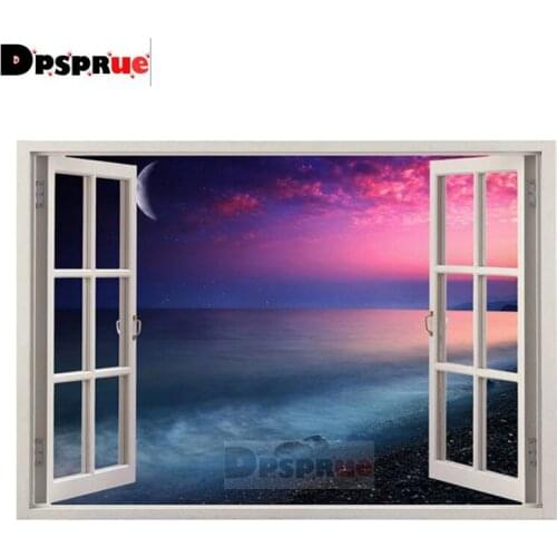 Dpsprue Full Square/Round Diamond Painting Cross Stitch Diamond 3D Embroidery Window Scenery DIY 5D Moasic Home Decor Gift D30