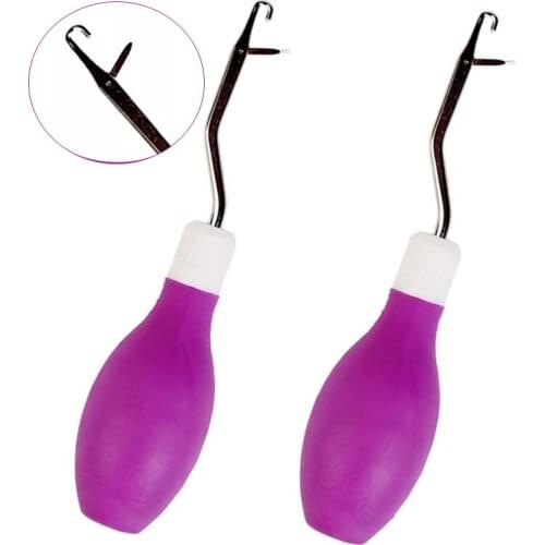 KAOBUY 2PCS Latch Hook Crochet Needle,Crochet Needle With Purple Handle For Making DIY Crafts And Braid Hair
