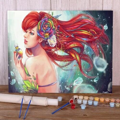 Cartoon Girl Woman DIY Paint By Numbers Set Acrylic Paints 40*50 Boards By Numbers Wall Decoration For Handiwork