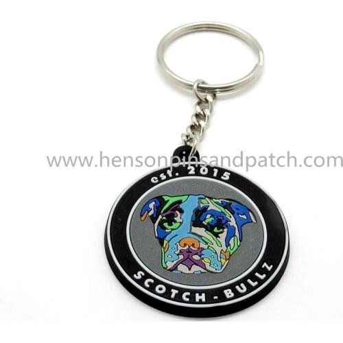 China supplier custom soft rubber pvc company brand dog logo key chain