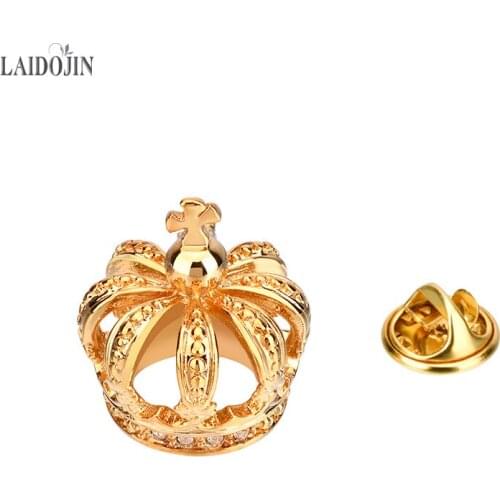 LAIDOJIN Gold Color Crown Men Brooches For Suit Badges Butterfly Pins Shirt Collar Decorated Brooch Lapel Pin Women Accessories