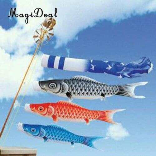 MagiDeal 150cm Black-Japanese Windsock Carp Flag Koi Nobori Sailfish Wind Streamer