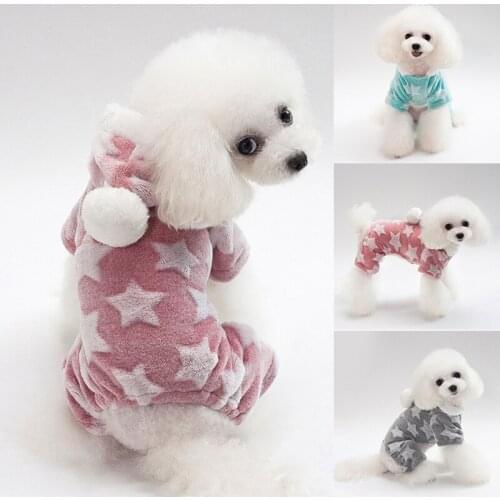 Cute Pajamas Fleece Dog Clothes Jumpsuit Winter Dog Clothing Four Legs Warm Pet Clothing Outfit Small Dog Star Costume Apparel