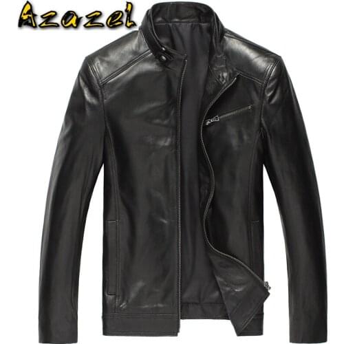 Azazel Genuine Leather Jacket Men Sheepskin Coat Motorcycle Mens Leather Jackets Winter Chaqueta Cuero Hombre DK108 KJ2103