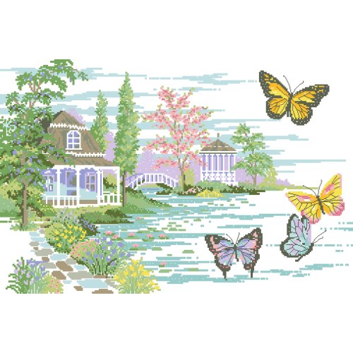 Cross stitch Handmade 14CT Counted Canvas DIY,Cross-stitch kits,Embroidery #-21-220 Butterfly Garden 56-41