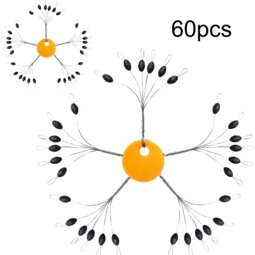 60pcs 10 Group Set Rubber Space Beans Stopper for Sea Carp Fly Fishing Bait Float Rubber Oval Stopper Fishing Bobber Float Tools