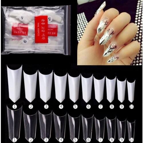 500Pcs Natural Transparent Triangle Fake Nails Full Coverage Fake Acrylic Nail Tips Pointed French Professional Manicure Tools