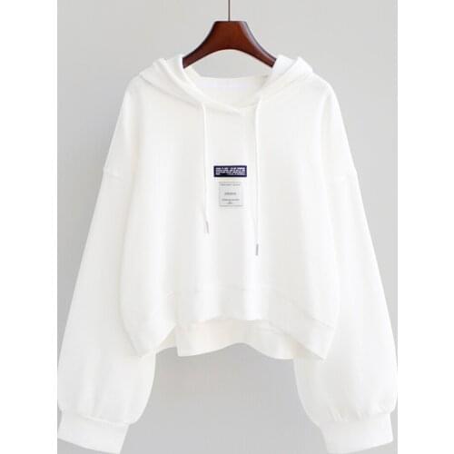 2021 New Loose Hooded Short Sweatshirt Spring And Autumn Thin Top Womens Fashion