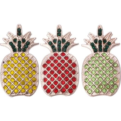 5pcs/lot New Rose Gold Pineapple Snap Jewelry Rhinestone 18mm Snap Buttons Fit Snap Button Bracelet Necklace DIY Charms Jewelry