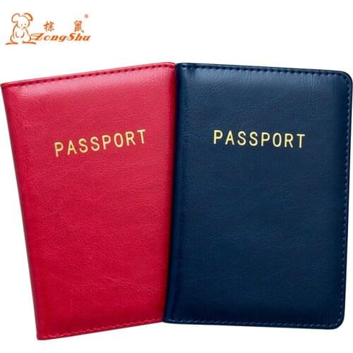 New USA blue Bronzing solid color fashion PU Leather Travel Passport Holder fashion Passport Cover Credit Card ID Bag