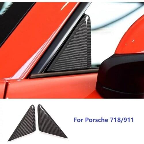 Fit For Porsche 718/911 2012-2019 Exterior A Pillar Triangle Decoration Frame Dry Carbon Fiber Car Accessories