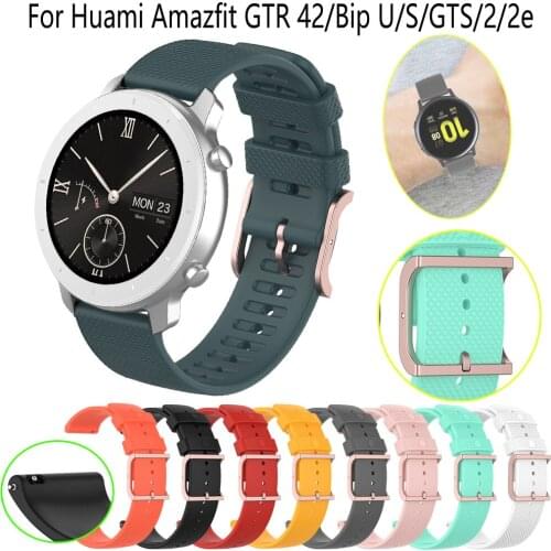 20mm strap watch band For Huami Amazfit GTR 42mm Replacement Silicone band for Amazfit Bip S/GTS 2/2e Bracelet smart Accessories