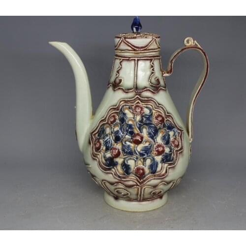 Antique Old YuanDynasty porcelain pot,white& red bottle,pear type crafts,Home Decoration,collection&adornment,Free shipping