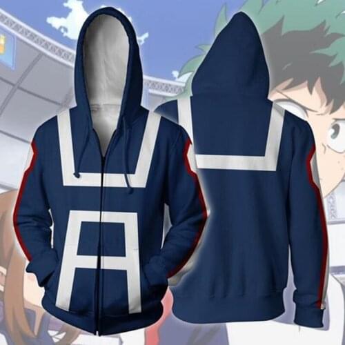3D Printed My hero academia Zipper Hoodie Men Women no hero academia All Might Cosplay Costume Sweatshirt School Uniform Jackets