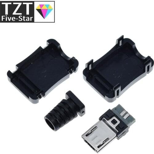 TZT High Quality 10PCS Micro USB Male Connector Male Micro USB Jack 2.0 5PIN Plug Socket With Plastic Cover For Kinds of DIY